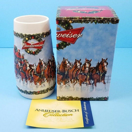 Budweiser Stein Christmas 2009 Mug Gift Box and COA A Holiday Tradition CS699