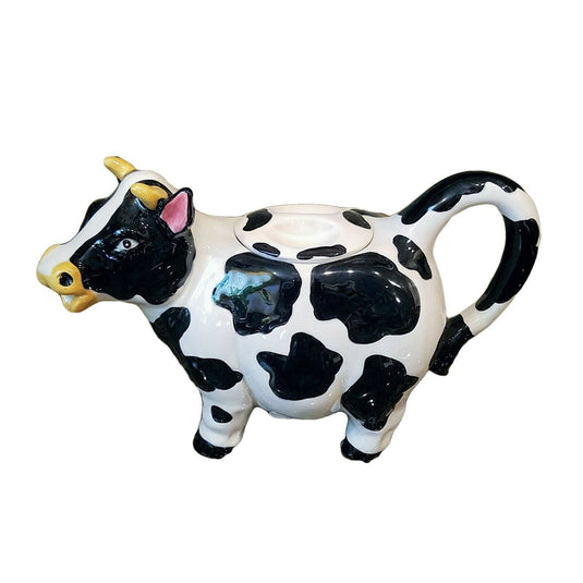 Cow Teapot Ceramics Animal Kitchen Collectible Décor Blue Sky Heather Goldminc