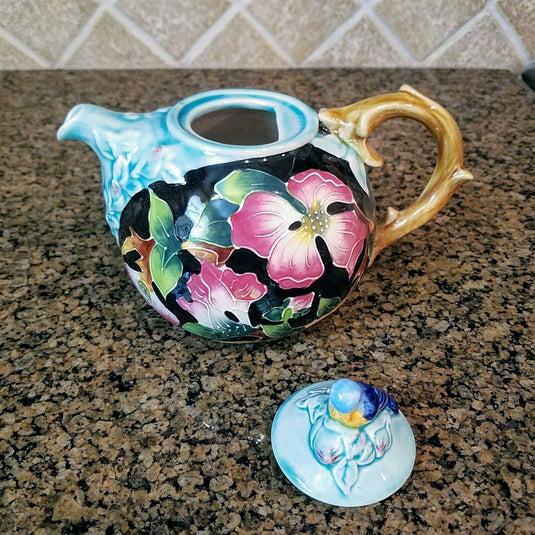 Dogwood Teapot Ceramics Floral Collectable Kitchen Décor by Blue Sky Goldminc