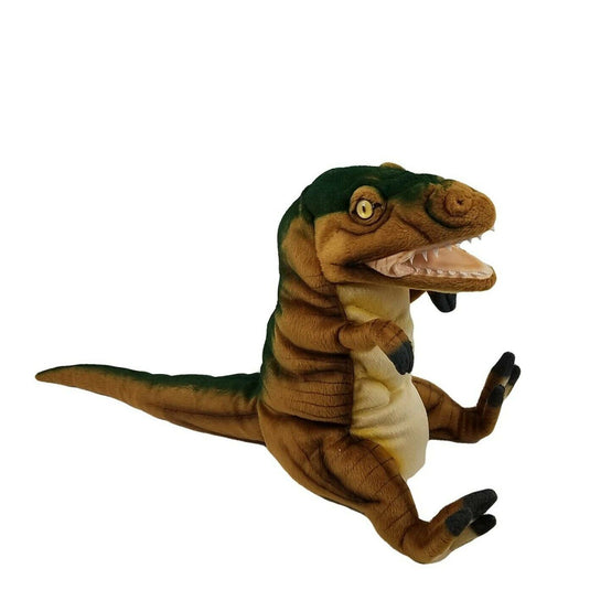 T Rex Brown Dinosaur Hand Puppet Doll Hansa Real Looking Plush Learning Toy