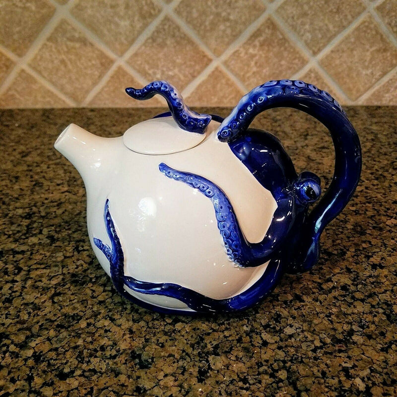 Load image into Gallery viewer, Blue Octopus Teapot Collectable Ceramics Kitchen Home Décor by Blue Sky Goldminc
