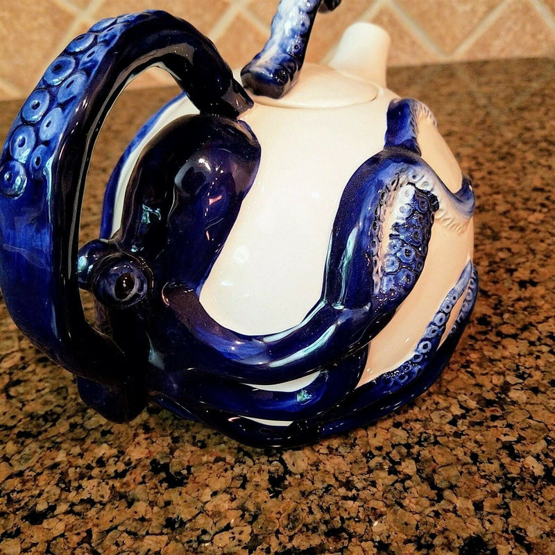 Load image into Gallery viewer, Blue Octopus Teapot Collectable Ceramics Kitchen Home Décor by Blue Sky Goldminc
