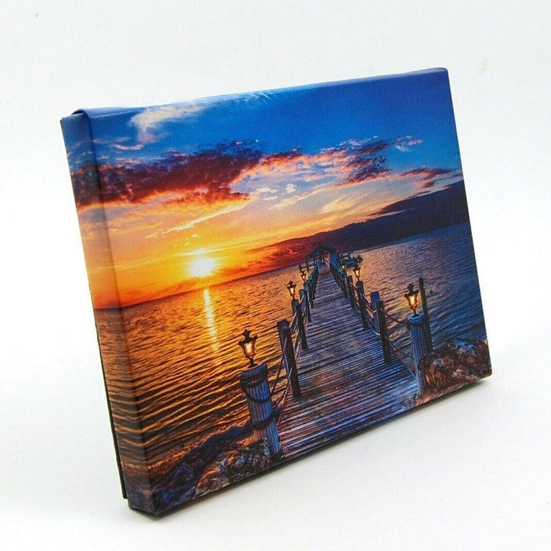 Load image into Gallery viewer, Wooden Bridge at Dawn LED Light Up Lighted Canvas Art Wall or Tabletop Picture
