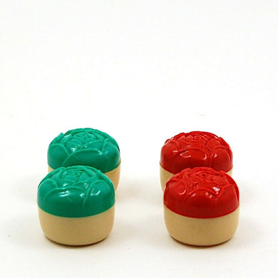 Lot of 2 Sets of Small Flower Salt and Pepper Shakers Red and Green