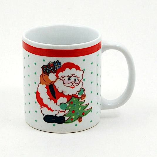 Santa with Christmas Holiday Tree Coffee Mug 8 oz 227 ml Glass Tea Cup