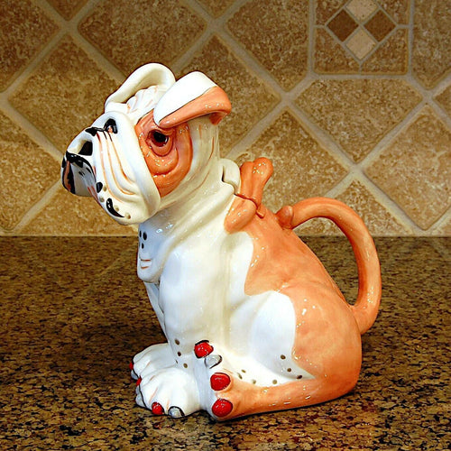 Sweet Pea Bull Dog Teapot Collectible Decorative Home Décor Blue Sky Clayworks