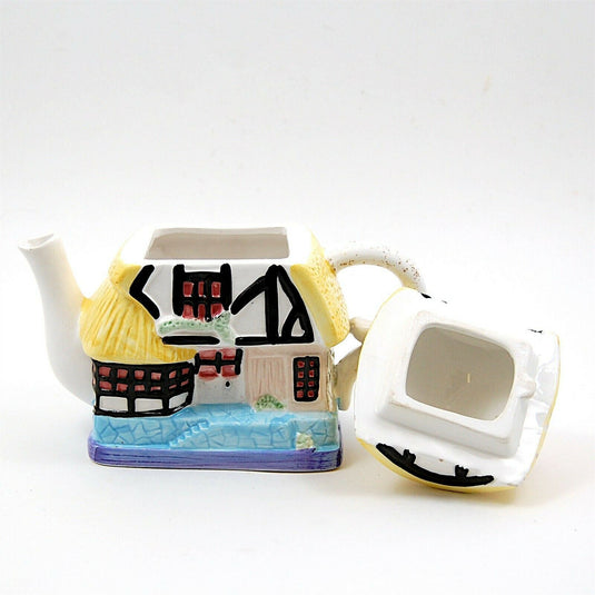 Collectable Cottage House Shaped Ceramic Teapot With Lid from Hudson Harvest HH