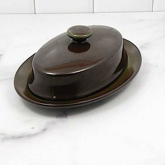 Franciscan Madeira Brown Butter 1/4 Lb Butter Dish Plate and Lid Dinnerware