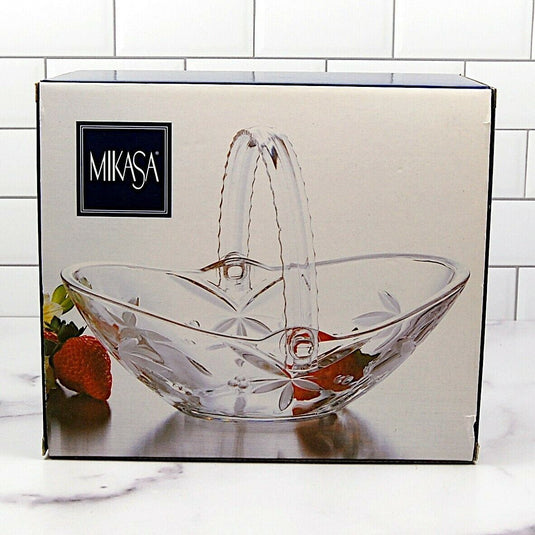 Mikasa Garden Terrace Crystal Handled Basket 9.5 inches 24 cm
