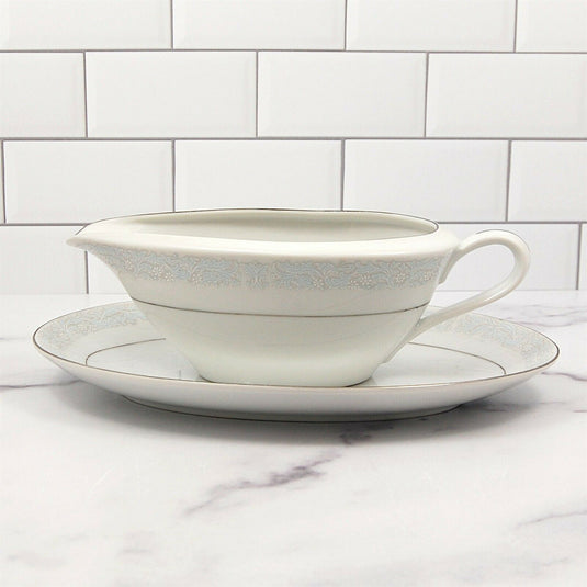 Bluedale by Fine China of Japan Gravy Boat and Plate Set Dinnerware 3074