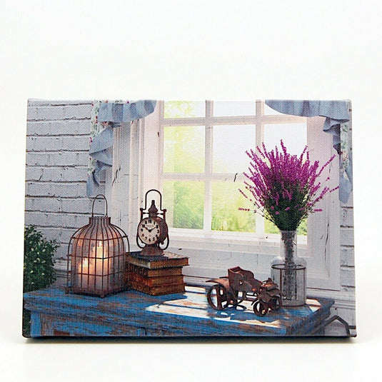 Bird Cage and Clock LED Light Up Lighted Canvas Wall or Tabletop Picture Art