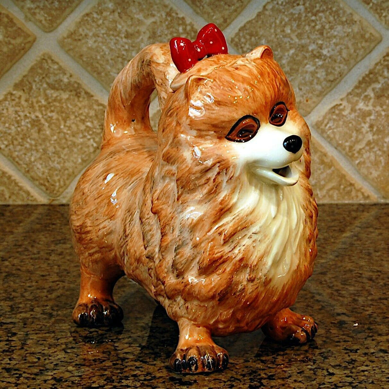 Load image into Gallery viewer, Whitney Pomeranian Pom Dog Teapot Ceramics Animal Décor by Blue Sky Clayworks

