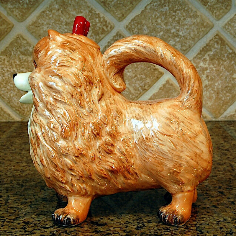 Load image into Gallery viewer, Whitney Pomeranian Pom Dog Teapot Ceramics Animal Décor by Blue Sky Clayworks
