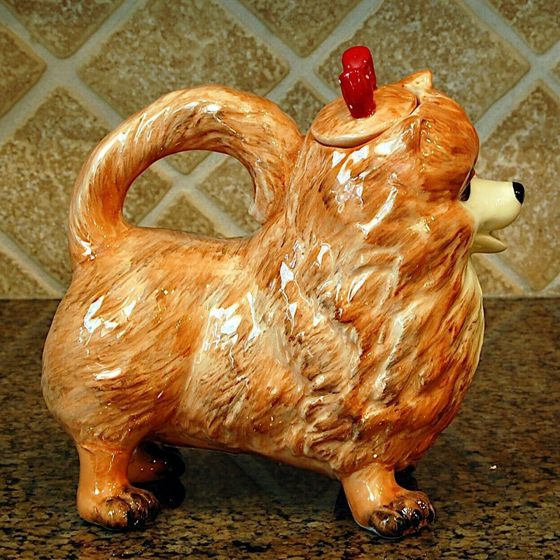 Load image into Gallery viewer, Whitney Pomeranian Pom Dog Teapot Decorative Home Décor by Blue Sky Clayworks
