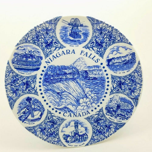 Beautiful Vintage 10” Souvenir of Niagara Falls Plate Earthenware flow blue