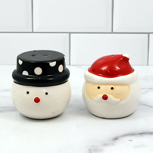 Frosty and Santa Winter Holiday Salt and Pepper Shakers