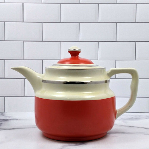 Red Cream Drip-O-Lator Coffee Pot Enterprise Aluminum Company Teapot