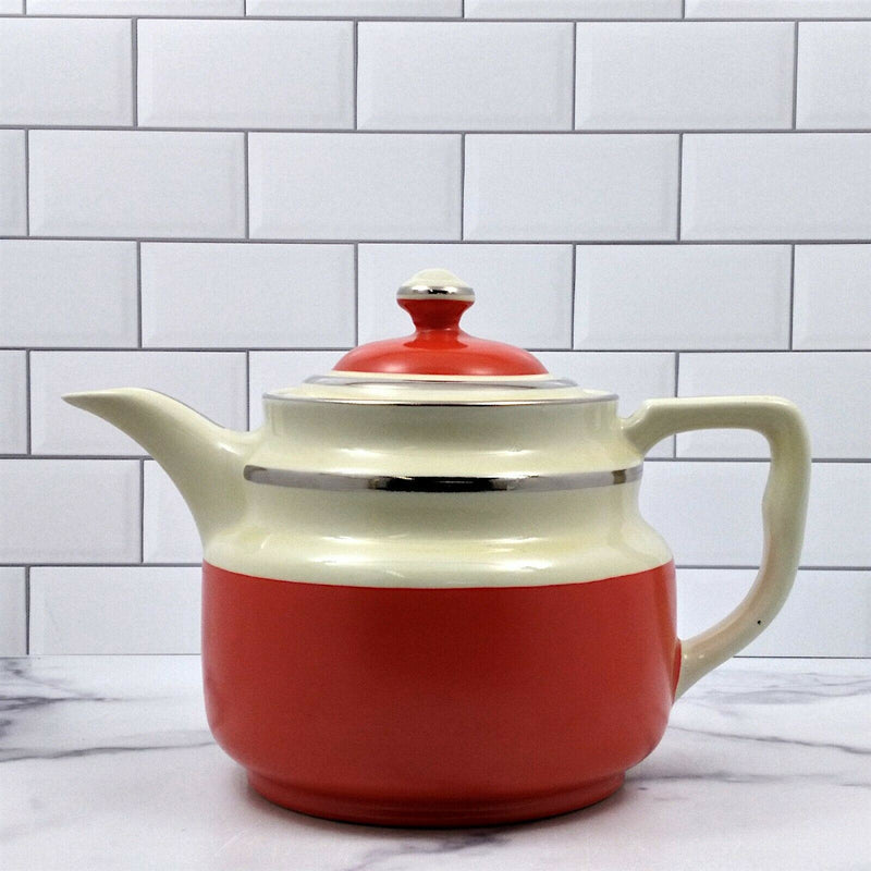 Load image into Gallery viewer, Red Cream Drip O Lator Coffee Pot Enterprise Aluminum Company Teapot
