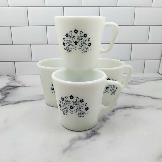 Corelle Corning Blueberry Coffee Cup Set of 4 Blue Berries Floral Mugs
