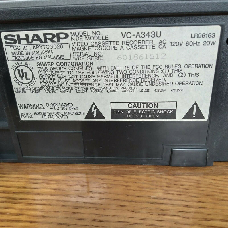 Load image into Gallery viewer, Sharp VCR VC-A343U VHS HQ VCR Player Recorder High Speed Rewind - Works Great
