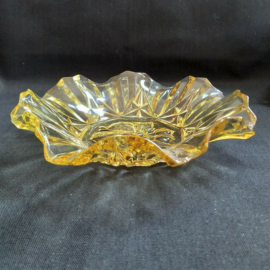 Federal Depression Glass Pioneer Amber 7 7/8" Fruit Bowl Fluted Edge Vintage