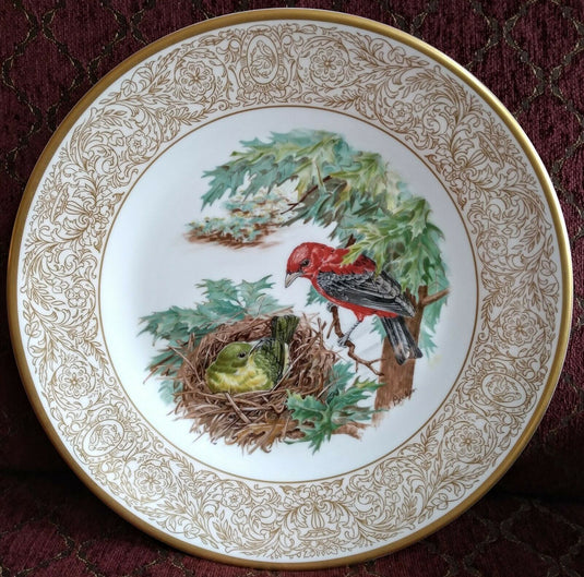 Boehm Plate Woodland Birds of America Scarlet Tanager w Pin Oak 10 5/8" (27cm)