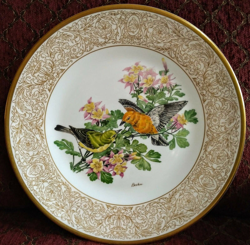 Load image into Gallery viewer, Boehm Plate Woodland Birds of America Prothonotary Warbler w Columbine 10 5/8"
