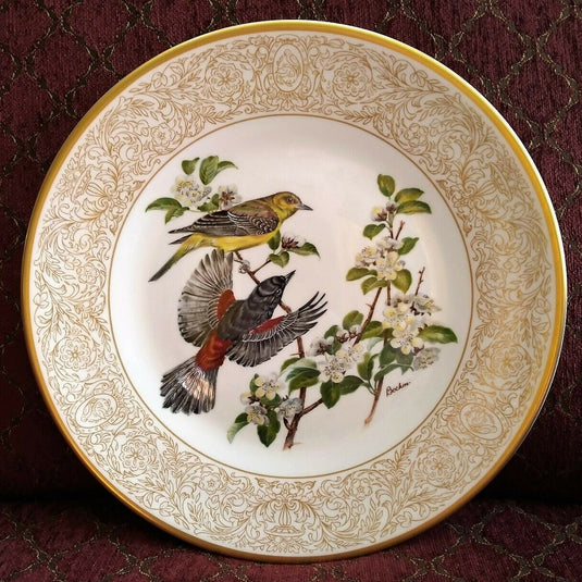 Boehm Plate Woodland Birds of America Orchard Orioles with Pear Blossom 10 5/8"
