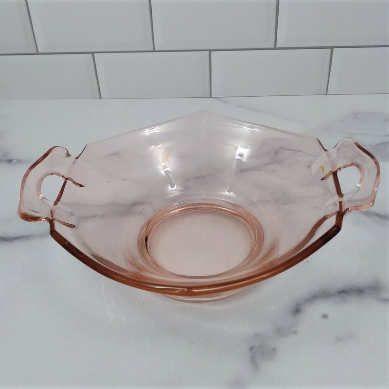 Load image into Gallery viewer, Vintage Pink Depression Glass Candy Dish with handles
