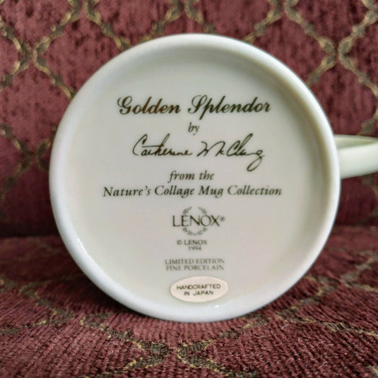 Golden Splendor Natures Collage Cup Catherine McClung Lenox 1992 Mug