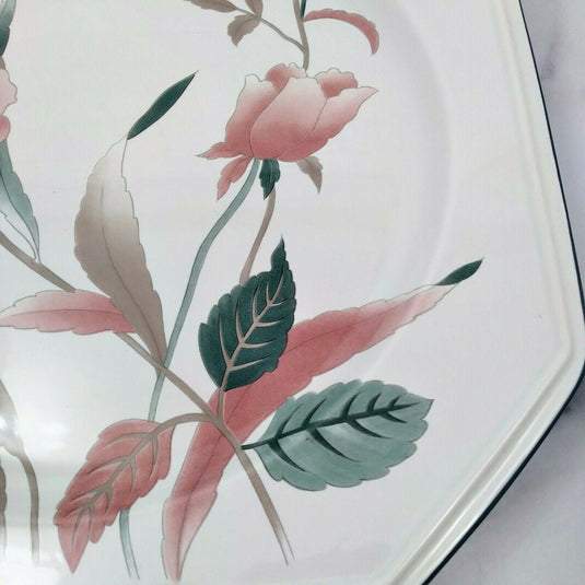 Mikasa Continental Silk Flowers Platter Chop Plate 12” F3003 Octagon Japan