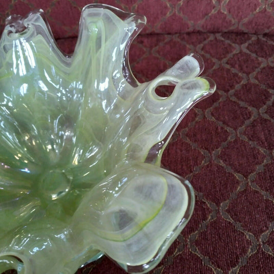 Lavorazione Arte Murano Glass Splash Bowl Sea Foam Green Italy 8” Dish