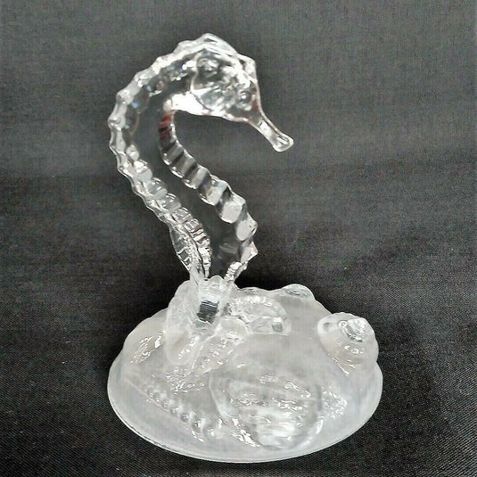 Cristal D'Arques Crystal Seahorse Figurine Frosted Shell Base 6 inch
