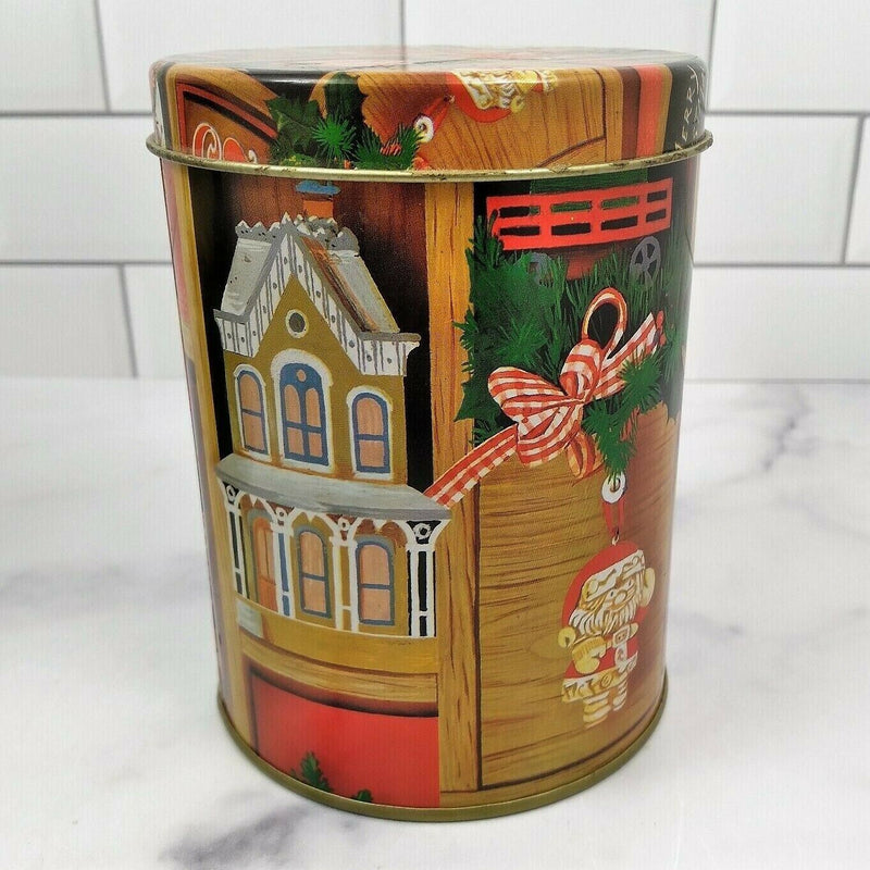 Load image into Gallery viewer, Holiday Christmas Tins Set of 2 Santa Claus and Winter Scenes
