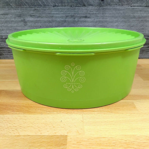 Apple Green Tupperware Round Canister Container #1204 With Servalier Lid