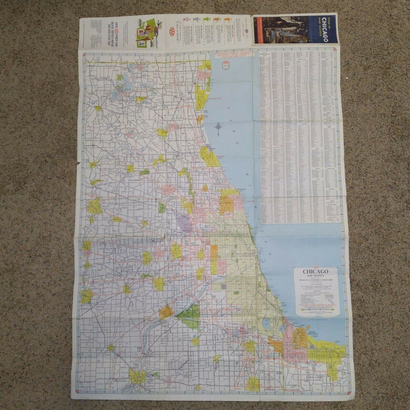 Load image into Gallery viewer, Map of Chicago and Vicinity by AAA Travel 1961
