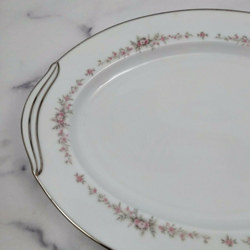 Load image into Gallery viewer, Noritake Rosepoint 14-inch Oval Serving Platter Pink Floral Vine 6206
