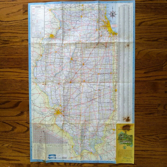 1962 Official Illinois State Highway Transportation Travel Road Map