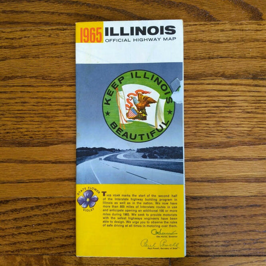 1965 Official Illinois State Highway Transportation Travel Road Map