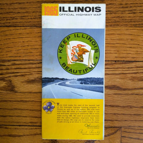 Official 1965 Illinois State Highway Transportation Travel Road Map