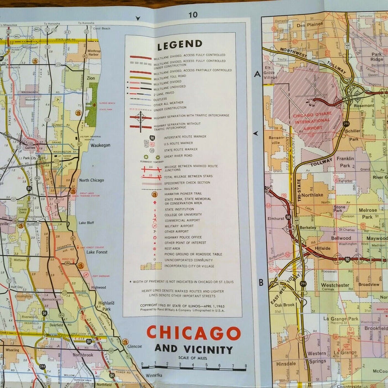 Load image into Gallery viewer, Official 1965 Illinois State Highway Transportation Travel Road Map
