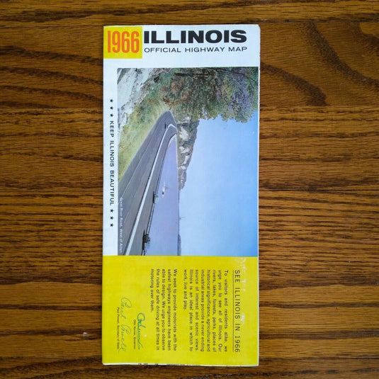1966 Official Illinois State Highway Transportation Travel Road Map