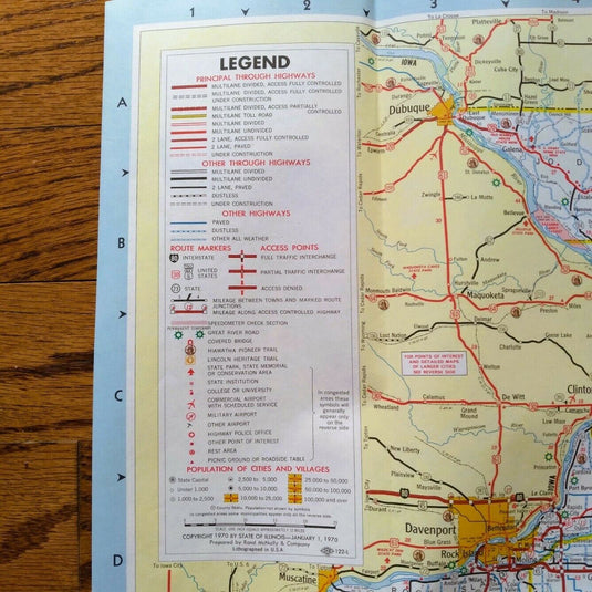 1970 Official Illinois State Highway Transportation Travel Road Map