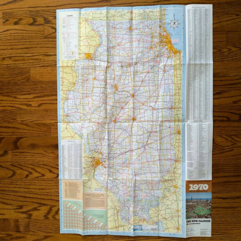 Load image into Gallery viewer, 1970 Official Illinois State Highway Transportation Travel Road Map
