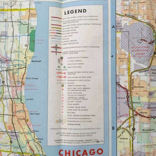 1971 Official Illinois State Highway Transportation Travel Road Map