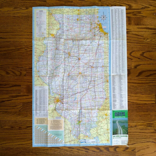 1971 Official Illinois State Highway Transportation Travel Road Map