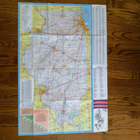 1973 Official Illinois State Highway Transportation Travel Road Map
