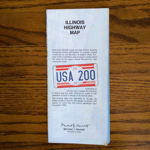 1975 Official Illinois State Highway Transportation Travel Road Map