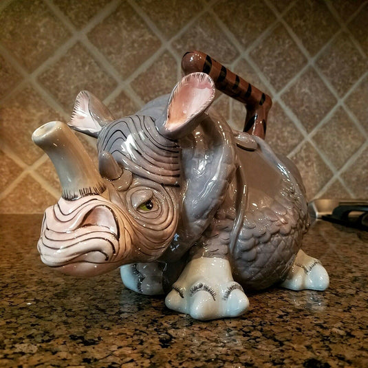 Rhino Teapot Ceramics by Blue Sky Clayworks Design Lynda Corneille Animal Decor