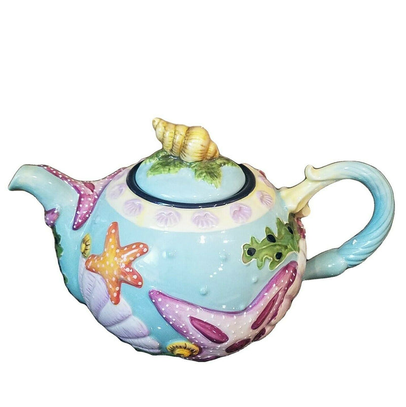 Load image into Gallery viewer, Star Fish Teapot Ceramic Blue Sky Clayworks Heather Goldminc Kitchen Decor
